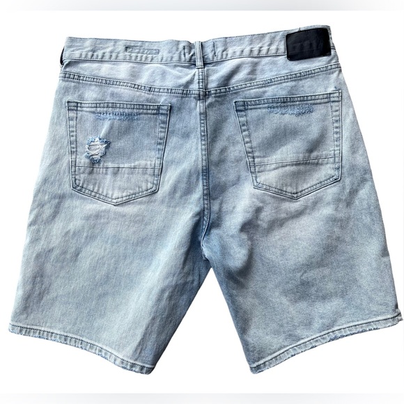 Pacsun Los Angeles Men Denim Embroidered Rose Slim Stretchy Shorts Waist 36 - Picture 2 of 7